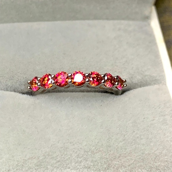 Certified, 1CT Natural Orange Moissanite Diamond Eternity...